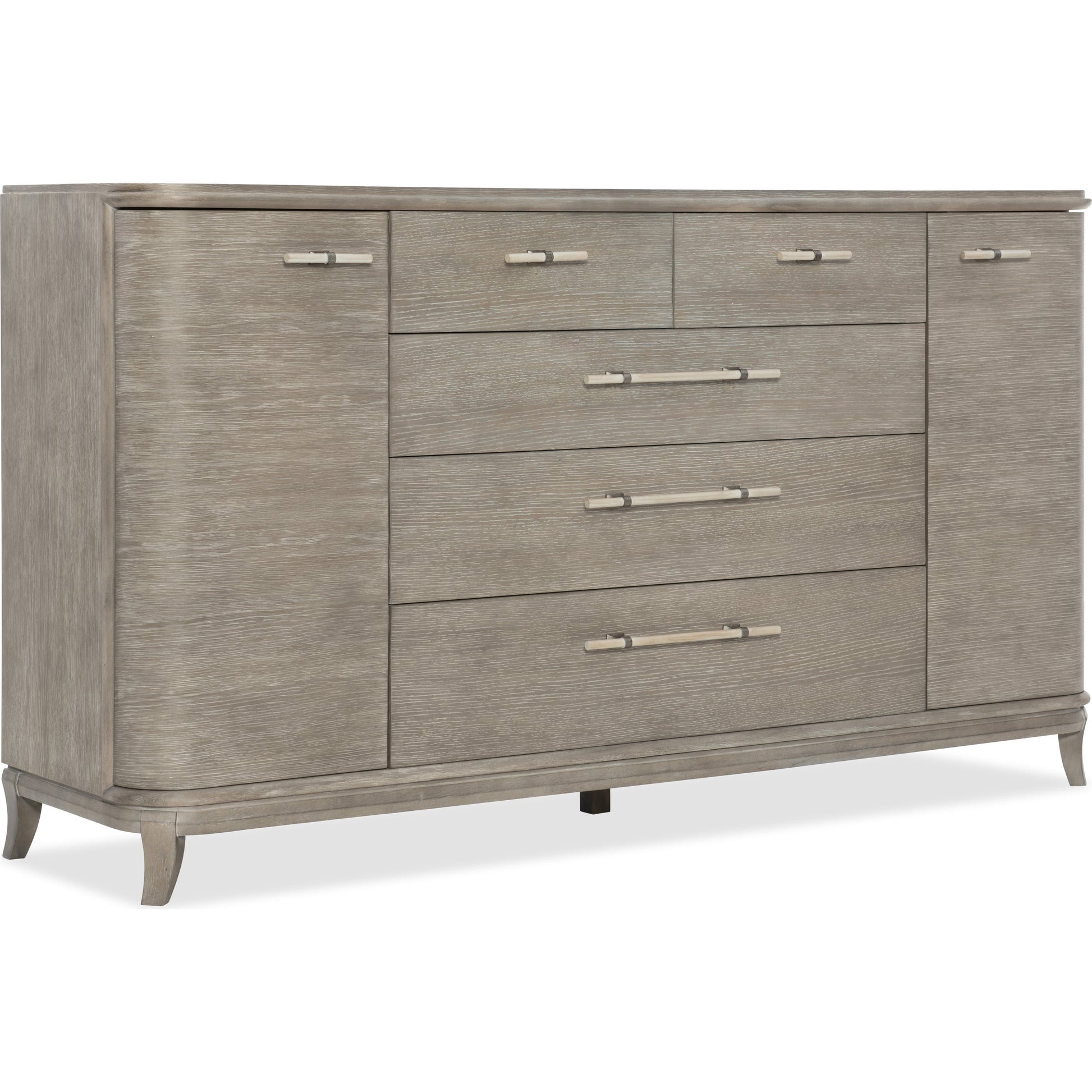 Affinity Server by Hooker Furniture in greige. Made from oak veneers in a coastal style.
