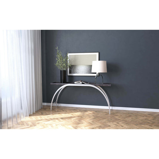 Commerce & Market Metal and Wood Console by Hooker Furniture in black. Made from oak veneers with metal sheet in a modern style.