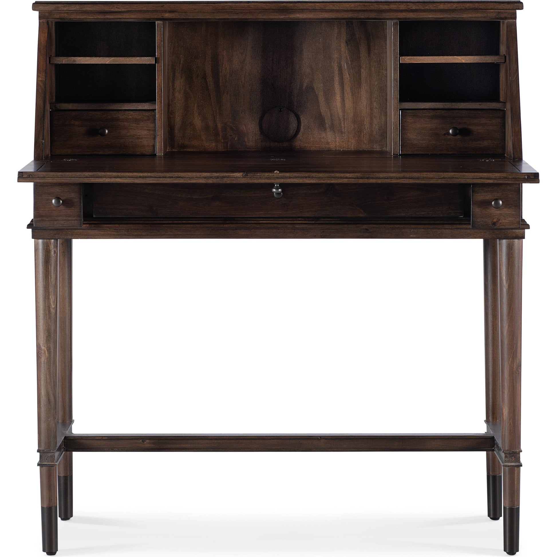 Commerce and Market Secretariat Secretary by Hooker Furniture in dark wood. Made from clean acacia solids in a transitional style.