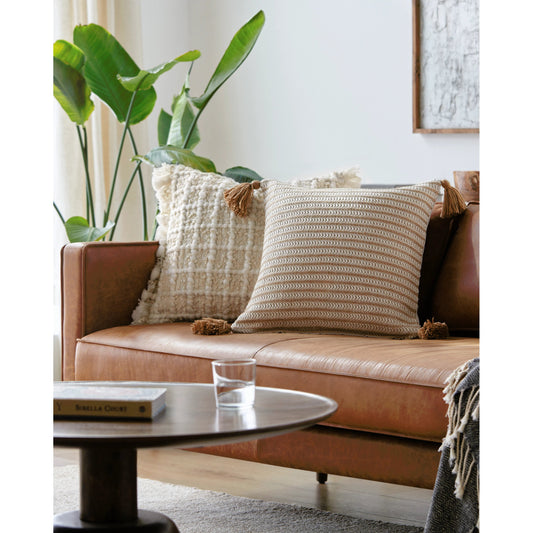 Ryazan Pillow - 487845 by Surya in white, light silver, ash, tan, camel, pearl. Made from front: 100% polyester, back: 100% polyester in a modern style.