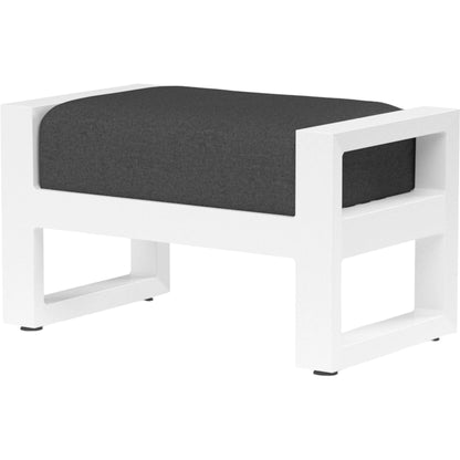 Newport Outdoor Ottoman by Sunset West in whites/creams/beiges. Made from aluminum in a modern style.