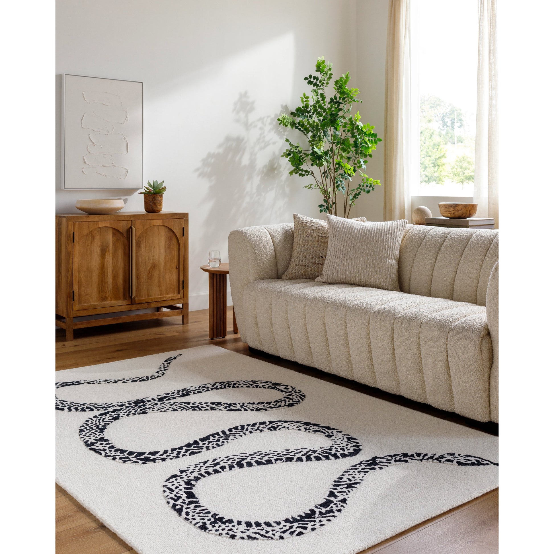 Rize Rug - 488542 by Livabliss in ivory, midnight black. Made from face: 100% wool, warp: 100% cotton in a unique style.