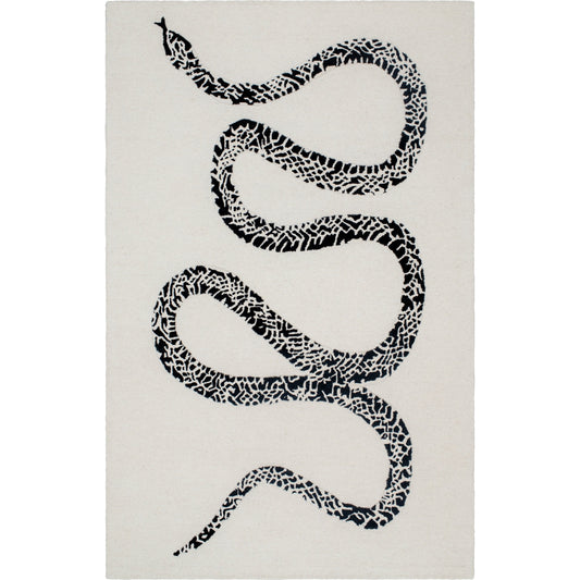 Rize Rug - 488542 by Livabliss in light silver, jet black. Made from face: 100% wool, warp: 100% cotton in a unique style.
