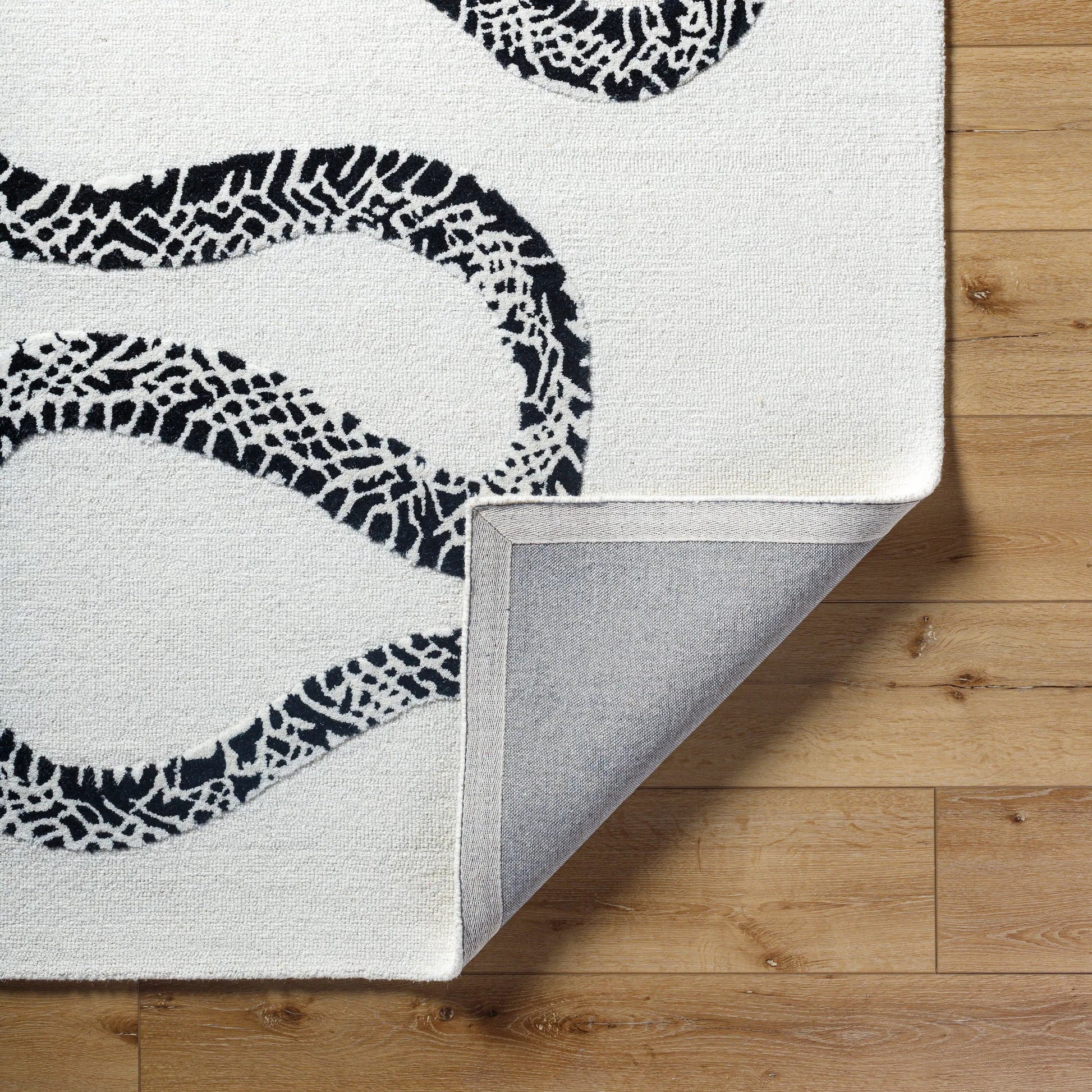 Rize Rug - 488542 by Livabliss in ivory, midnight black. Made from face: 100% wool, warp: 100% cotton in a unique style.