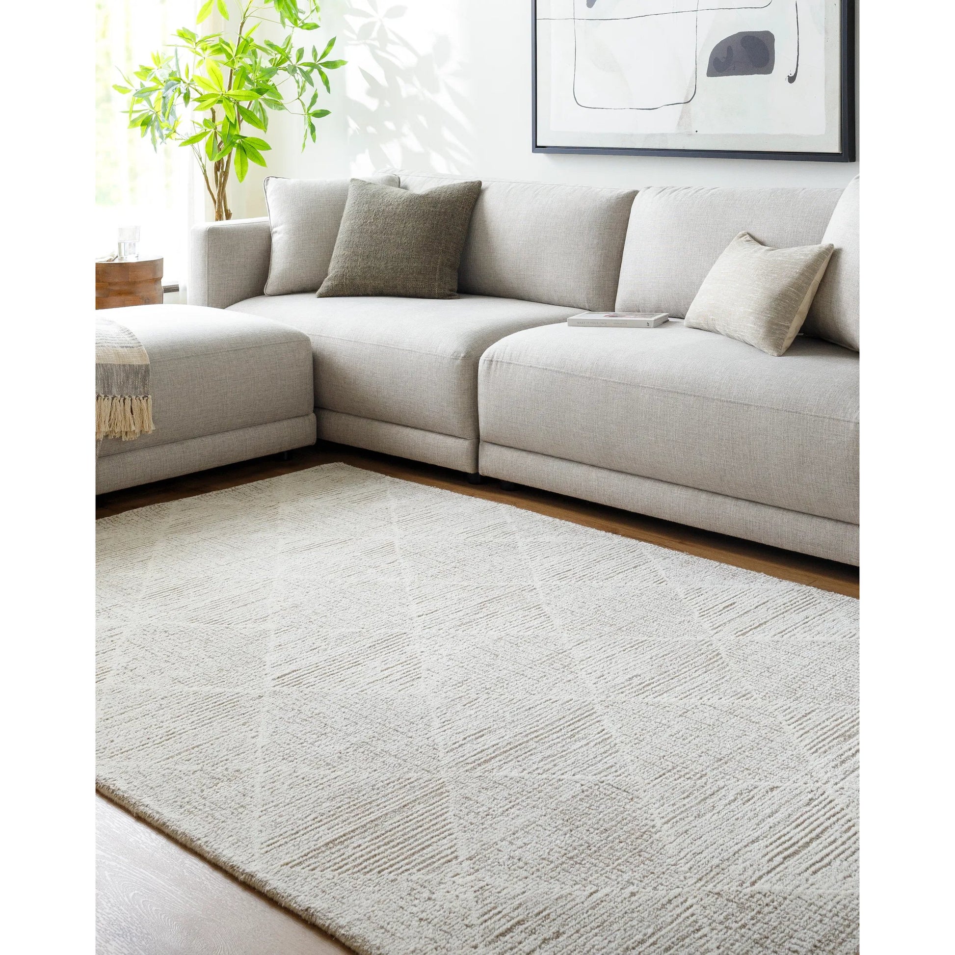 Rize Rug - 488554 by Livabliss in ivory, taupe, light gray. Made from wool in a unique style.