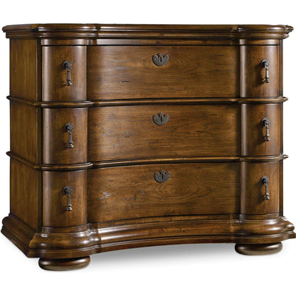 Archivist Bachelors Chest by Hooker Furniture in pecan. Made from pecky pecan veneers, felt in a traditional style.