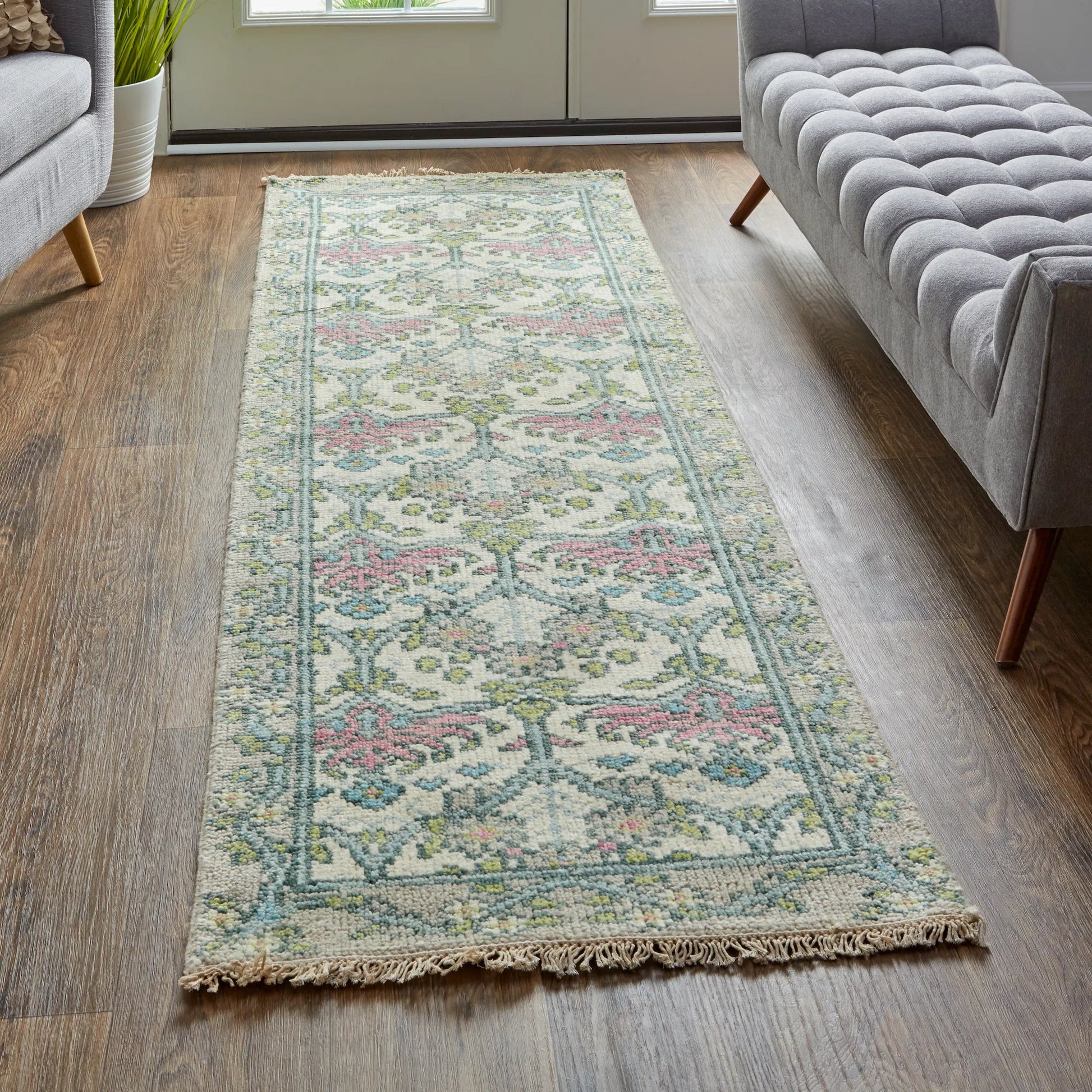 Beall Traditional & Botanical Rug - 6714F by Feizy in ivory, pink, green. Made from wool in a unique style.