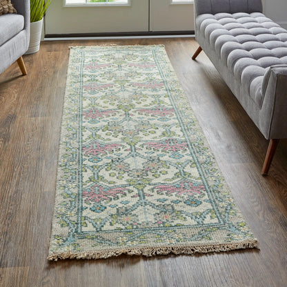Beall Traditional & Botanical Rug - 6714F by Feizy in ivory, pink, green. Made from wool in a unique style.
