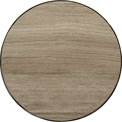 Morrissey Yeats Lamp Table by A.R.T. Furniture in silver and bezel. Made from parawood solids, primavera veneers, travertine stone in a transitional style.