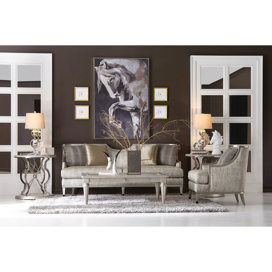 Morrissey Kirke Cocktail Table by A.R.T. Furniture in silver and bezel. Made from parawood solids, primavera veneers in a transitional style.
