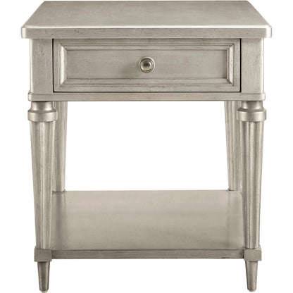 Morrissey Kirke End Table by A.R.T. Furniture in silver and bezel. Made from parawood solids, primavera veneers, metal in a transitional style.