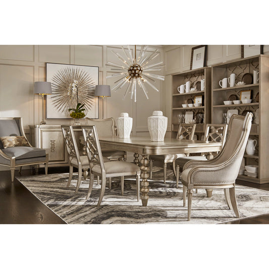 Morrissey Oldham Extendable Dining Table by A.R.T. Furniture in silver and bezel. Made from parawood solids, primavera veneers in a transitional style.