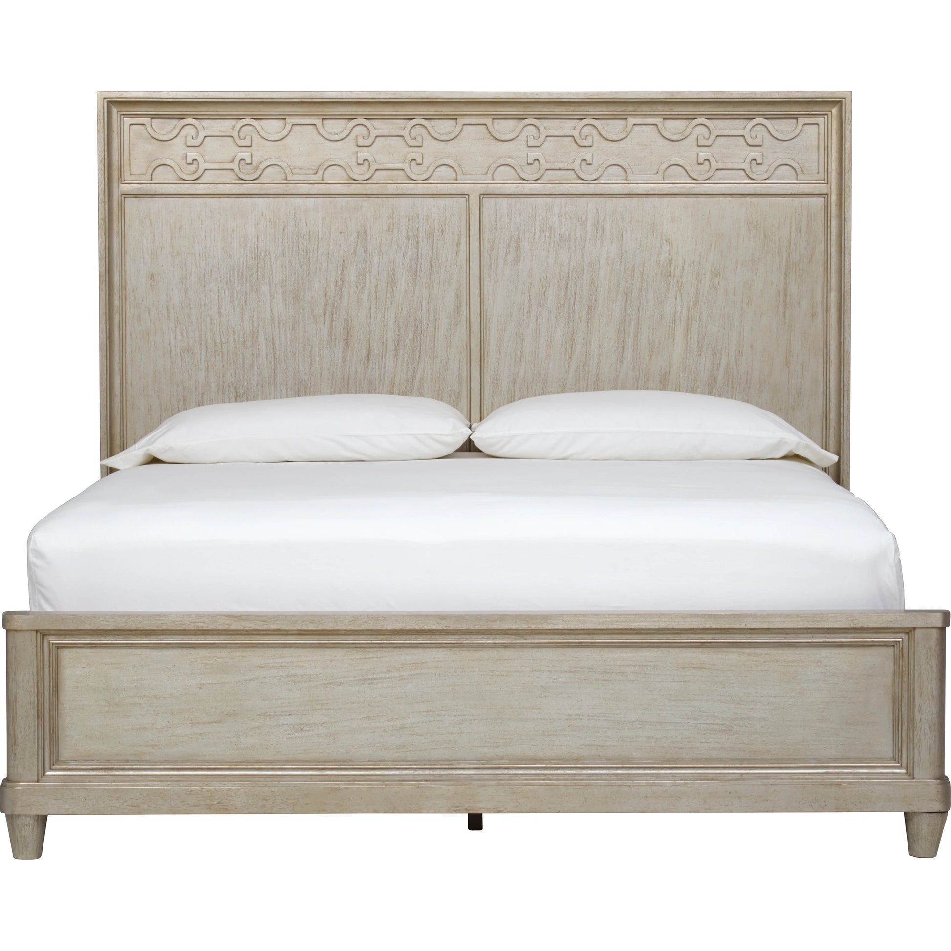 Morrissey Cashin Panel Bed by A.R.T. Furniture in silver and bezel. Made from parawood solids, primavera veneers in a transitional style.