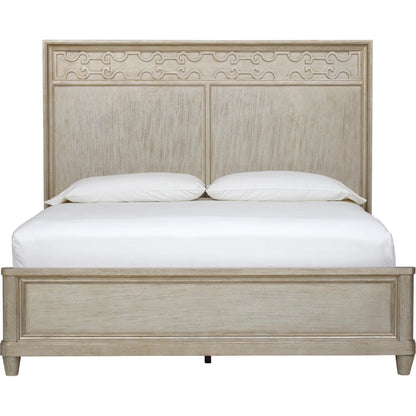 Morrissey Cashin Panel Bed by A.R.T. Furniture in silver and bezel. Made from parawood solids, primavera veneers in a transitional style.