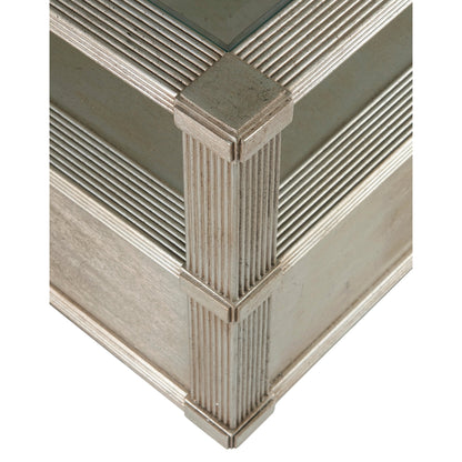 Morrissey Ellman Cocktail Table by A.R.T. Furniture in silver and bezel. Made from parawood solids, primavera veneers, glass, metal in a modern style.