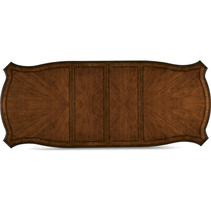 Old World Double Pedestal Dining Table by A.R.T. Furniture in brown and medium cherry. Made from new zealand pine solids, cathedral cherry veneer, exotic avodire veneer in a traditional style.
