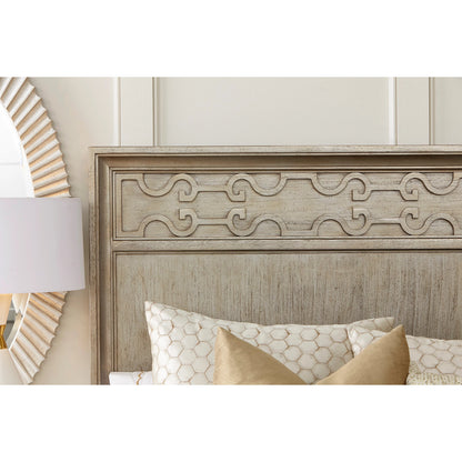 Morrissey Cashin Panel Bed by A.R.T. Furniture in silver and bezel. Made from parawood solids, primavera veneers in a transitional style.