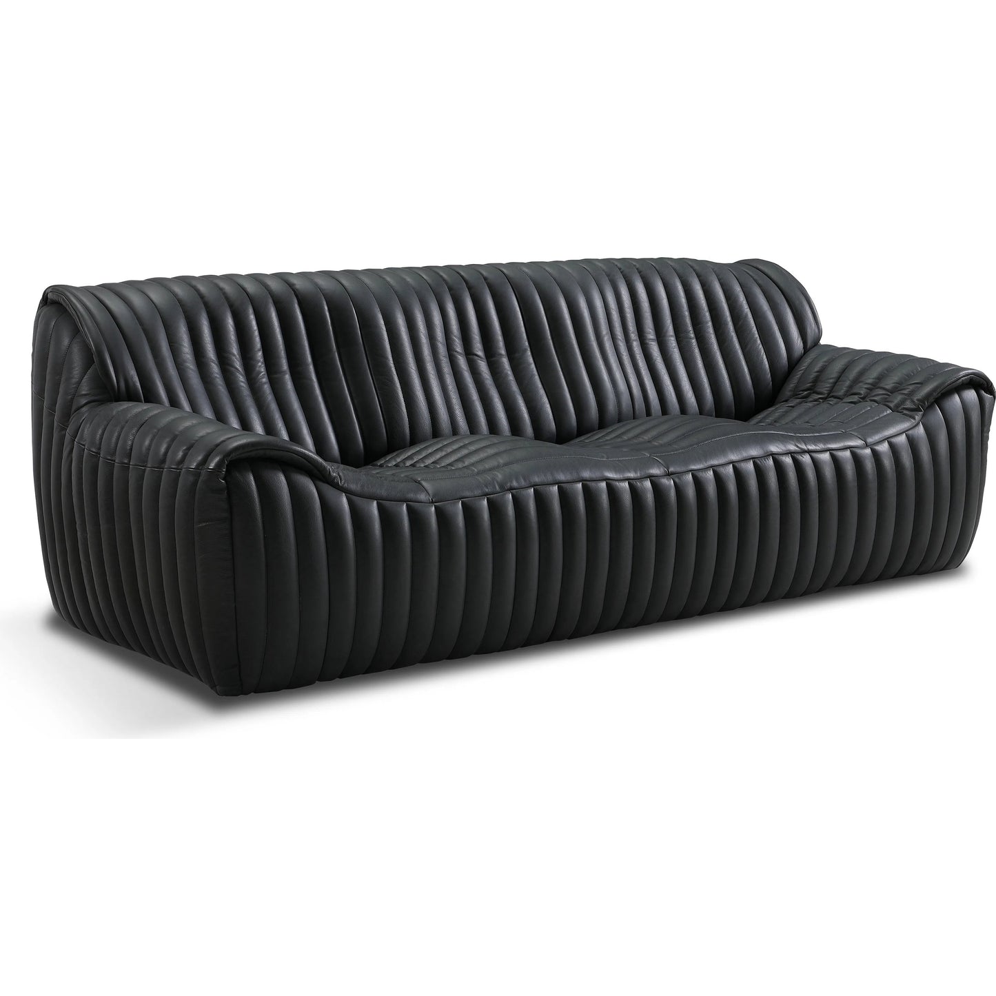 001 SI-2448956 | Primary Silo | Skipper Sofa by Zentique in volcanic black leather. Made from top grain leather in a traditional style.