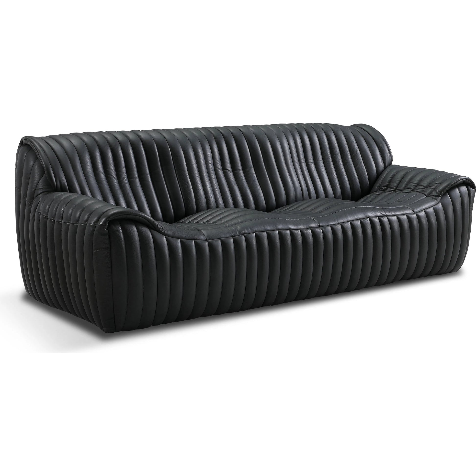 Skipper Sofa by Zentique in volcanic black leather. Made from top grain leather in a traditional style.