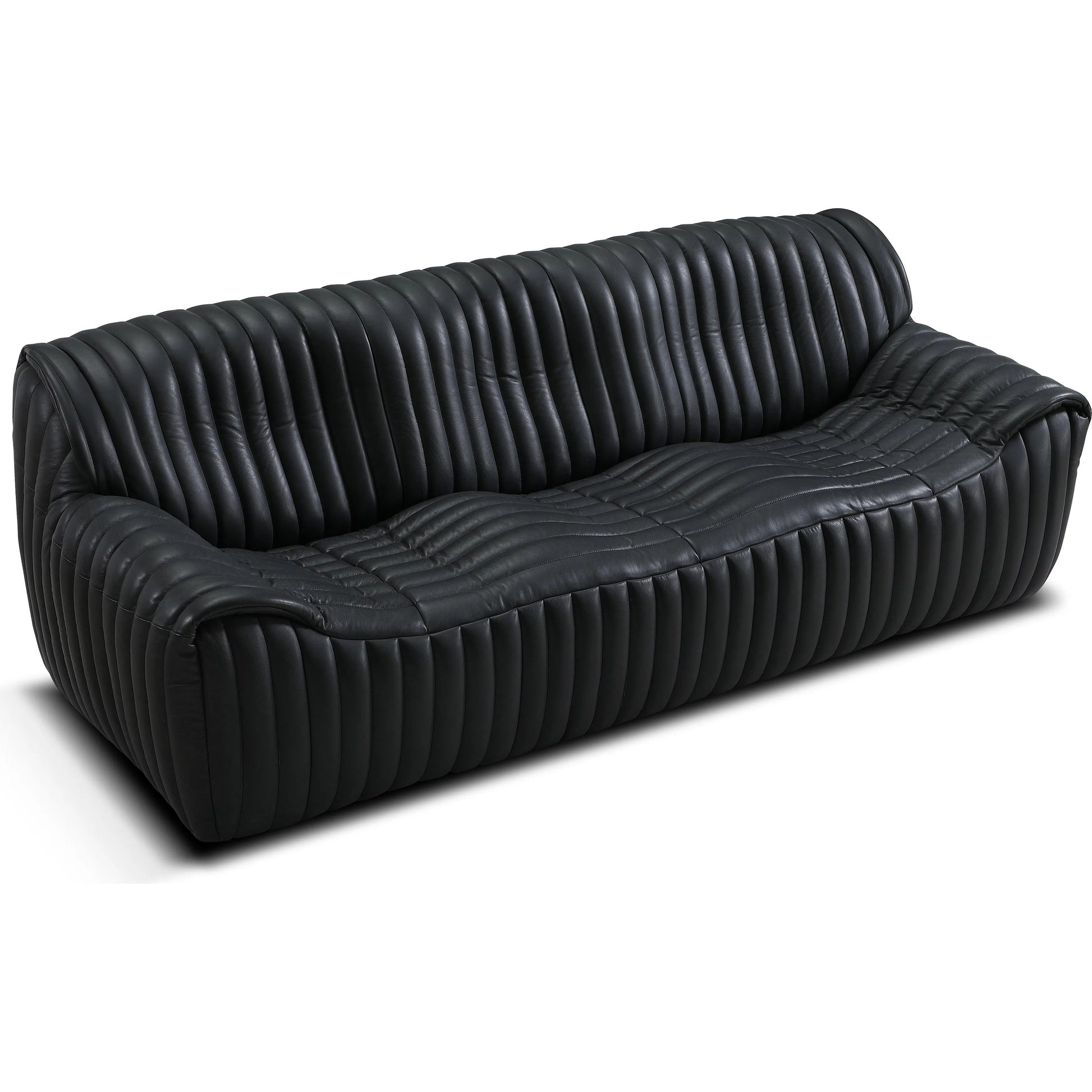 Skipper Sofa by Zentique in volcanic black leather. Made from top grain leather in a traditional style.