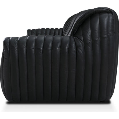 Skipper Sofa by Zentique in volcanic black leather. Made from top grain leather in a traditional style.