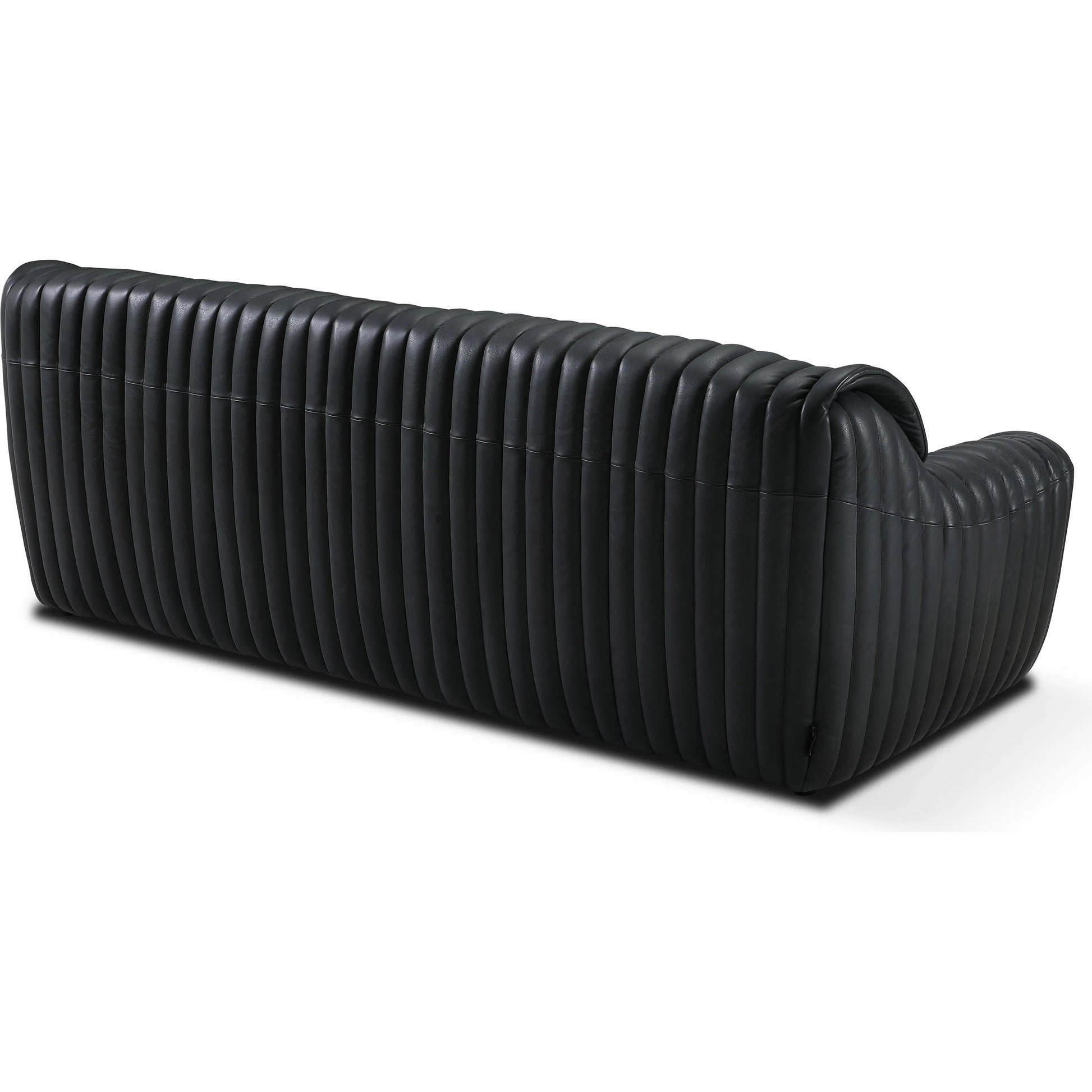 Skipper Sofa by Zentique in volcanic black leather. Made from top grain leather in a traditional style.