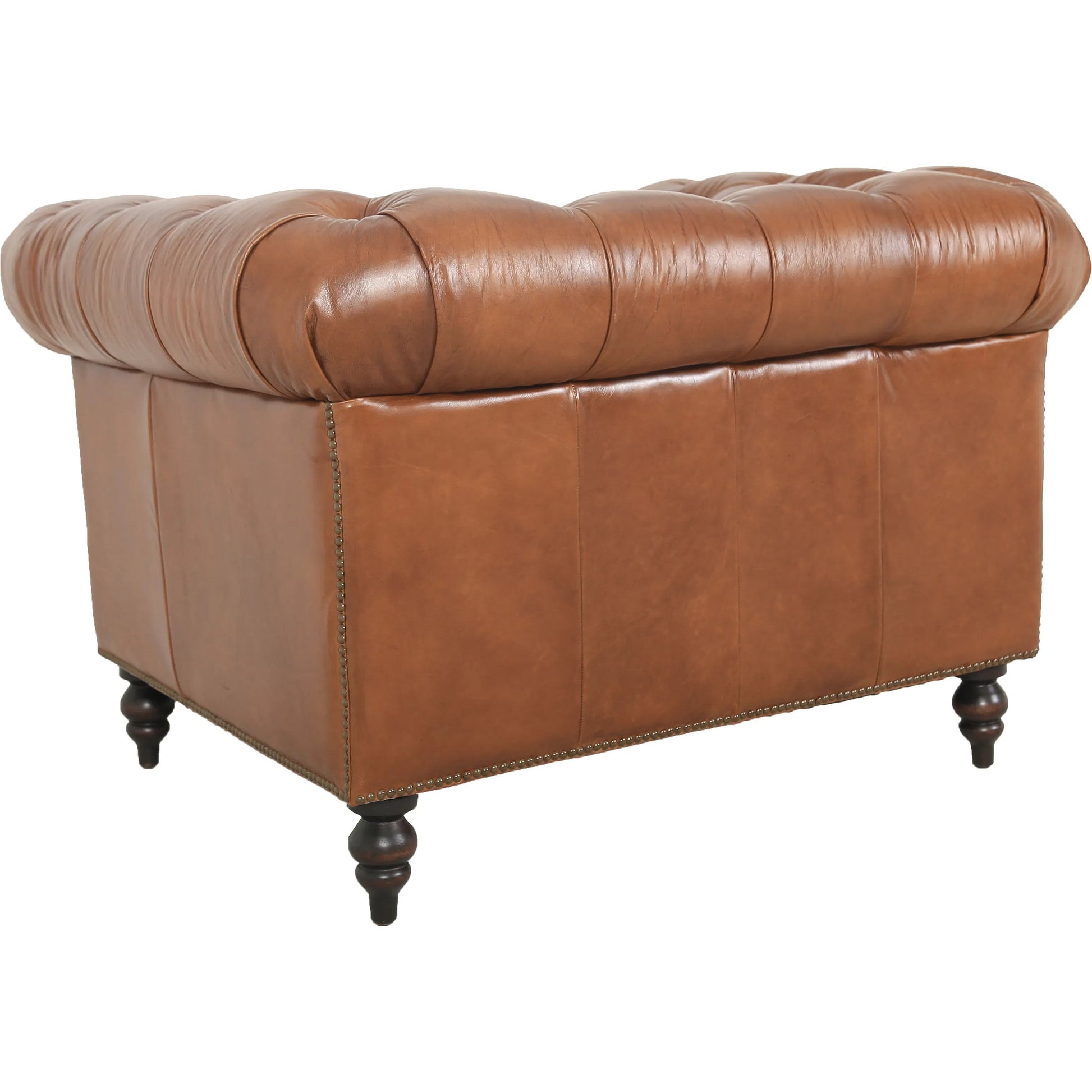Arthur Arm Chair by Zentique in dark brown rubberwood, rust orange leather. Made from top grain leather in a unique style.