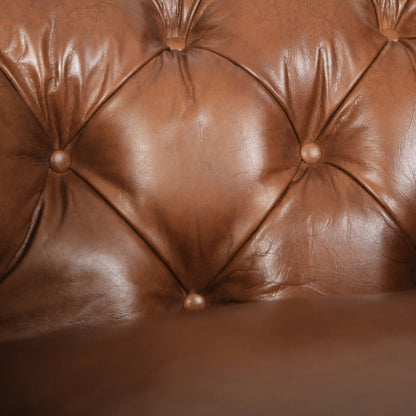 Arthur Arm Chair by Zentique in dark brown rubberwood, rust orange leather. Made from top grain leather in a unique style.