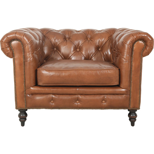 001 SI-2448712 | Primary Silo | Arthur Arm Chair by Zentique in dark brown rubberwood, rust orange leather. Made from top grain leather in a unique style.