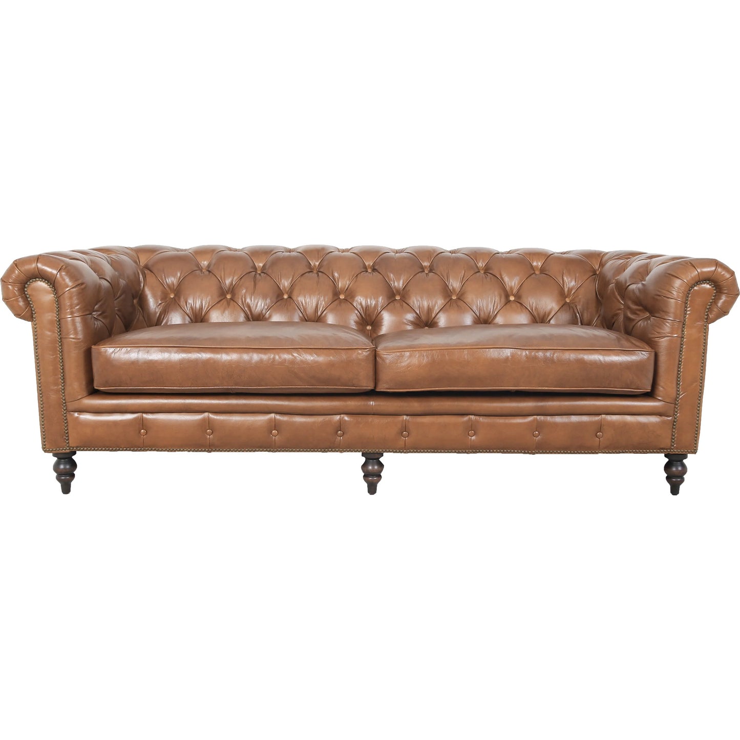 000 SI-2448715 | Additional Silo | Arthur Sofa by Zentique in dark brown rubberwood, rust orange leather. Made from top grain leather in a traditional style.