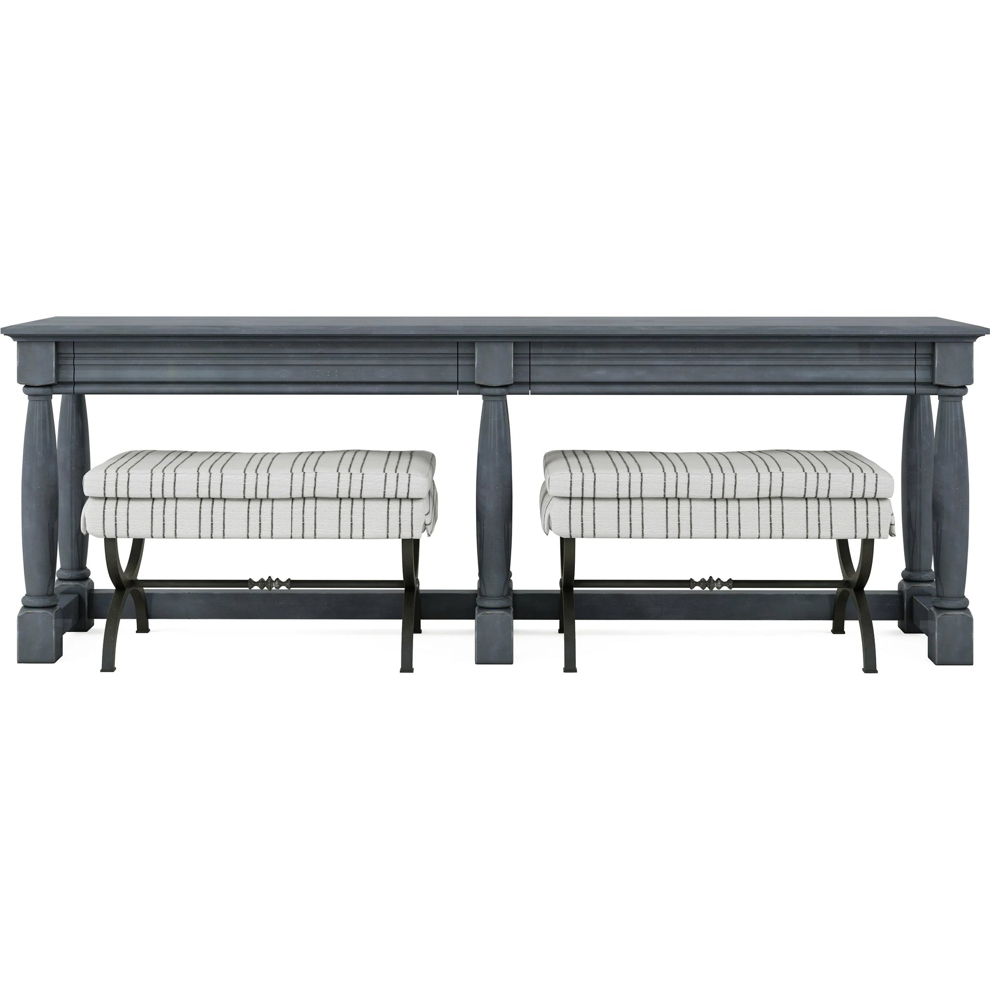 Alcove Single Bench by A.R.T. Furniture in sidecar graphite, burnished brass. Made from parrawood solids, iron, fabric, foam in a modern style.