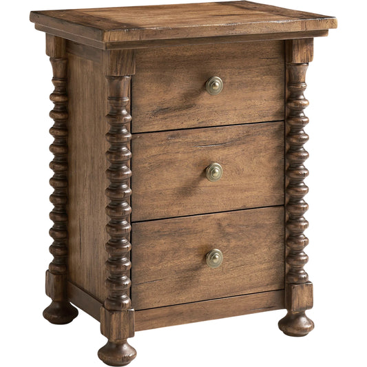 Tamarisk 3 Drawer Narrow Nightstand by Jonathan Charles in medium spain walnut. Made from main acacia in a unique style.