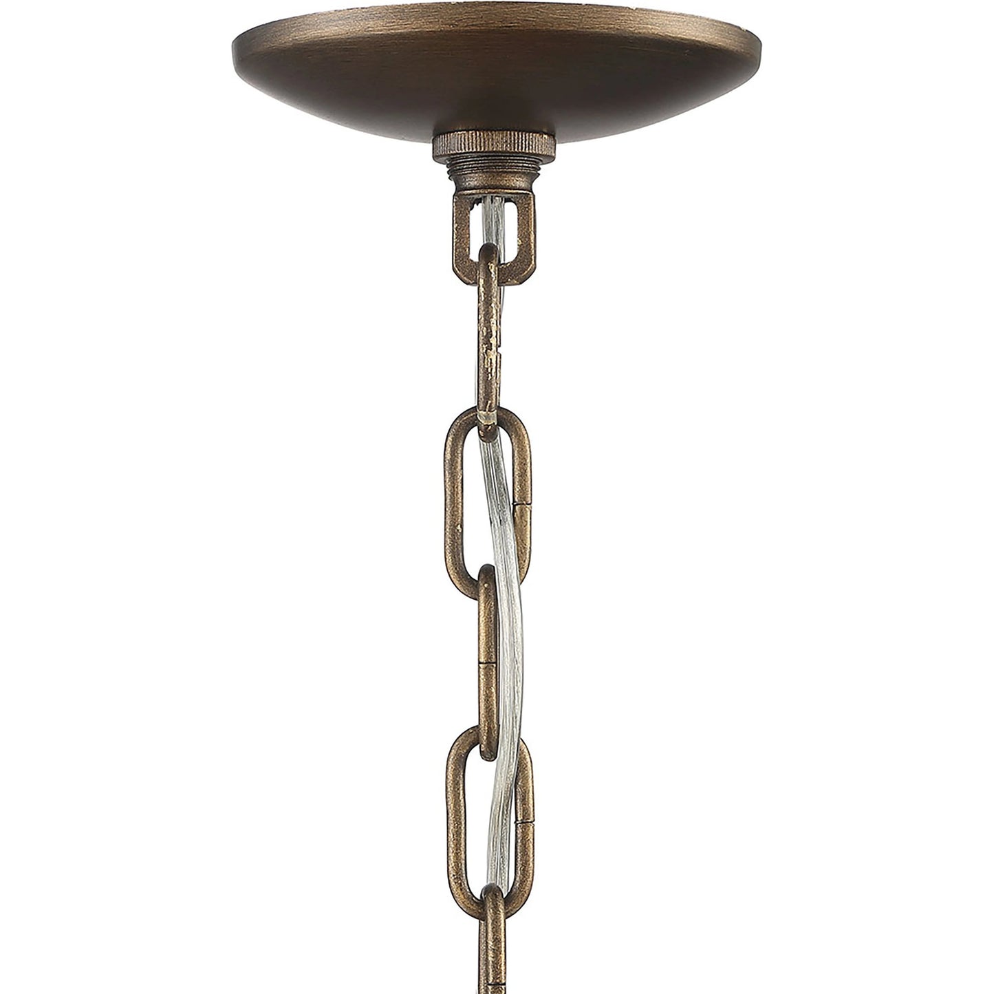 003 SI-1965992 | Closeup | Luca Single-Light Rattan 3-Tier Chandelier by Lumanity in hand painted bronze. Made from iron, natural rattan in a coastal style.