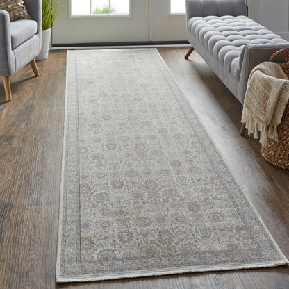 Marquette Transitional Oriental Rug - 3776F by Feizy in gray, silver, ivory. Made from polyester, acrylic in a unique style.