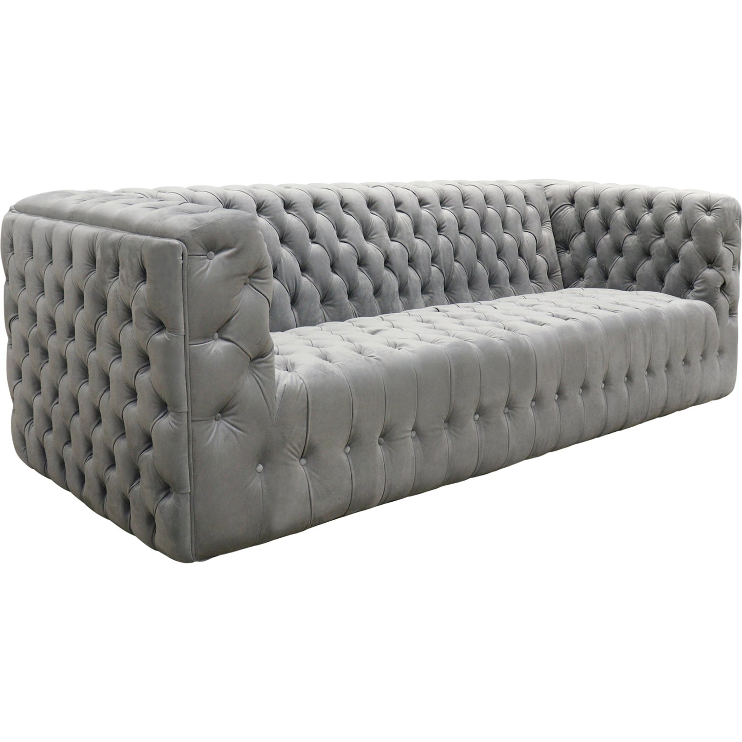 001 SI-1990653 | Primary Silo | Vicenza Velvet Sofa by Pasargad Home in silver. Made from velvet in a modern style.