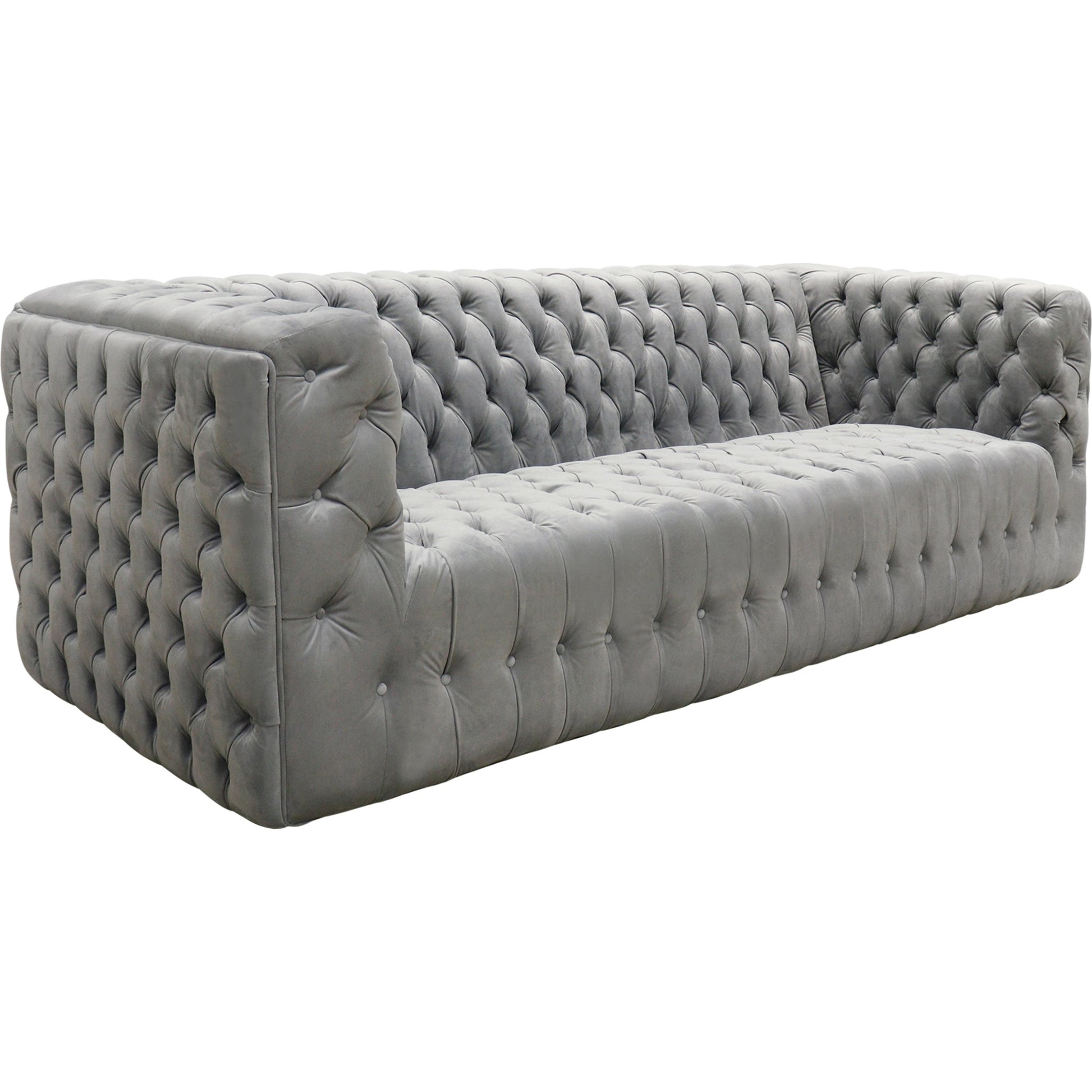 Vicenza Velvet Sofa by Pasargad Home in silver. Made from velvet in a modern style.