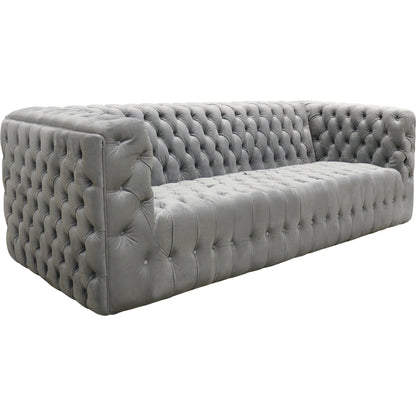 Vicenza Velvet Sofa by Pasargad Home in silver. Made from velvet in a modern style.