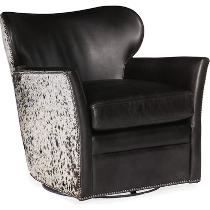 Kato Swivel Chair by Hooker Furniture. Made from leather in a traditional style.