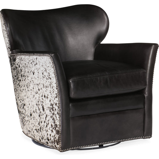 Kato Swivel Chair by Hooker Furniture. Made from leather in a traditional style.