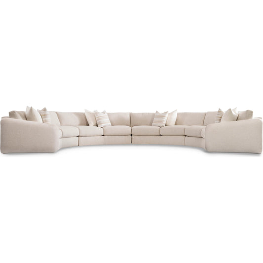 Soleil Fabric Sectional by Bernhardt in beige. Made from fabric, polyfoam core, virgin polyester fibers, waterfowl feathers, waterfowl down in a transitional style.