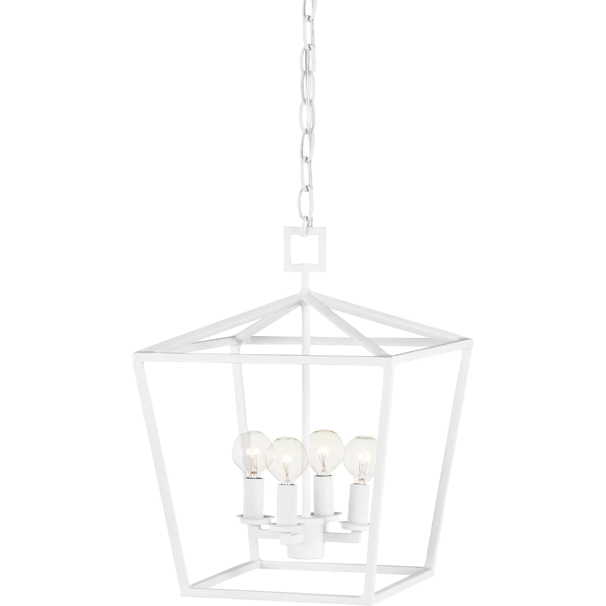 Denison Chandelier by Currey and Company in gesso white. Made from wrought iron in a modern style.
