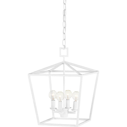 Denison Chandelier by Currey and Company in gesso white. Made from wrought iron in a modern style.