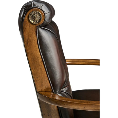 Viceroy Arm Chair by Jonathan Charles in viceroy brown santos. Made from local mahogany, leather, brass in a unique style.