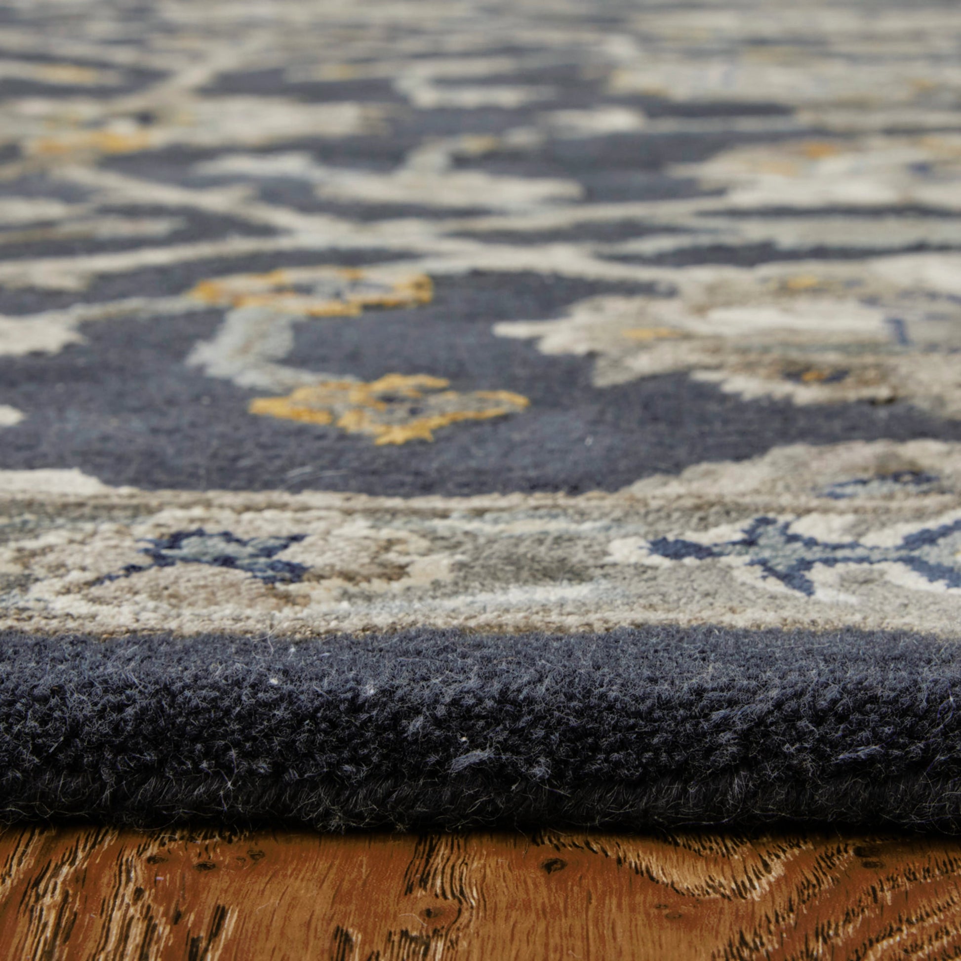 Prescott Traditional & Botanical Rug - 8940F by Feizy in blue, silver, gray. Made from viscose, wool in a unique style.