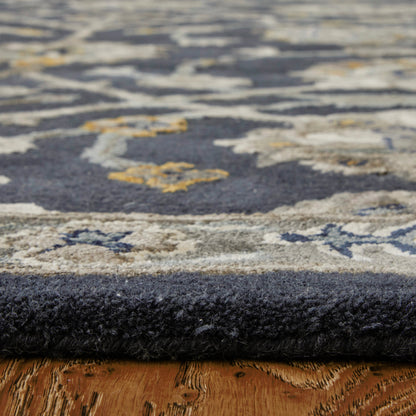 Prescott Traditional & Botanical Rug - 8940F by Feizy in blue, silver, gray. Made from viscose, wool in a unique style.