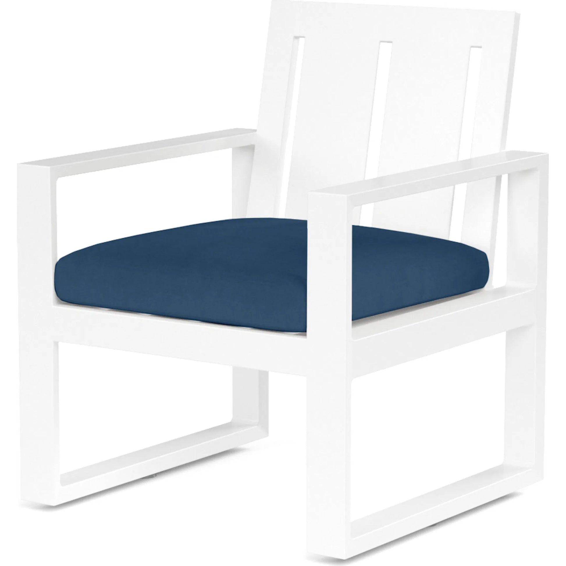 Newport Outdoor Dining Chair by Sunset West in whites/creams/beiges. Made from aluminum in a modern style.