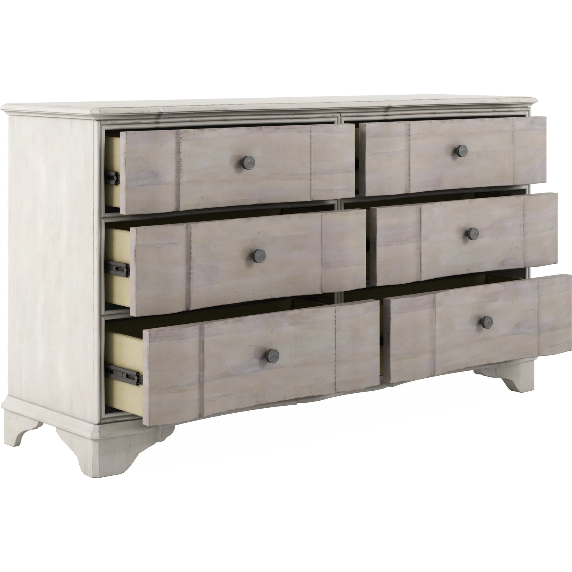 Alcove Dresser by A.R.T. Furniture in belgian ivory, washed maple. Made from acacia solids, maple veneers, metal in a traditional style.