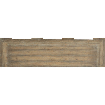 Castella Credenza by Hooker Furniture in antique slate. Made from quartered walnut, quartered black walnut, quartered ash, maple veneers in a traditional style.