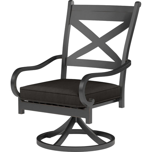 Monterey Outdoor Swivel Dining Chair by Sunset West in browns. Made from aluminum in a cottage & farmhouse style.