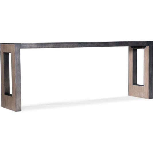 Joni Console by Hooker Furniture in light oak. Made from oak veneers, resin, aluminum sheet in a modern style.